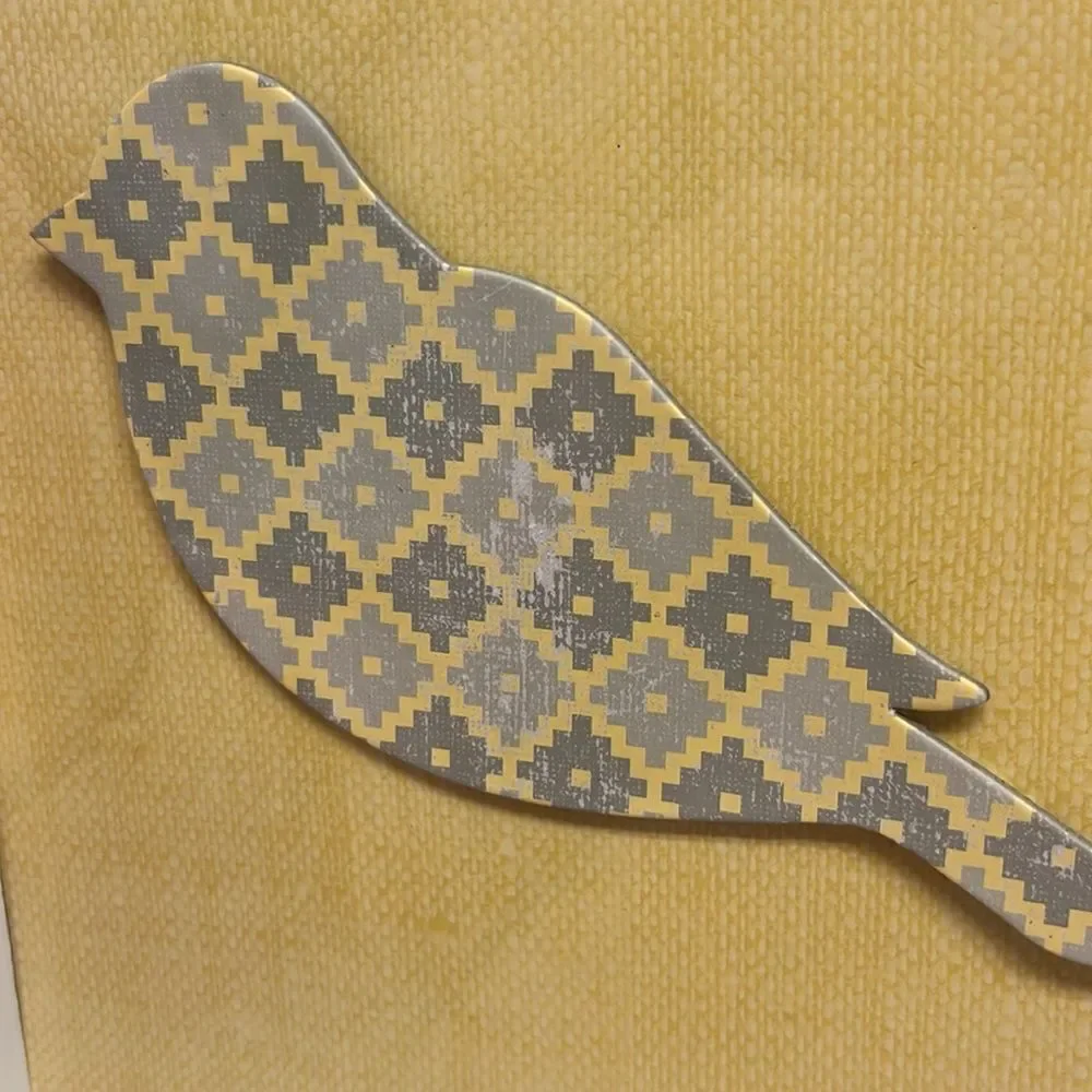 Bird Nature Yellow Grey Pattern 3D Set of Square White Picture Frames Artwork